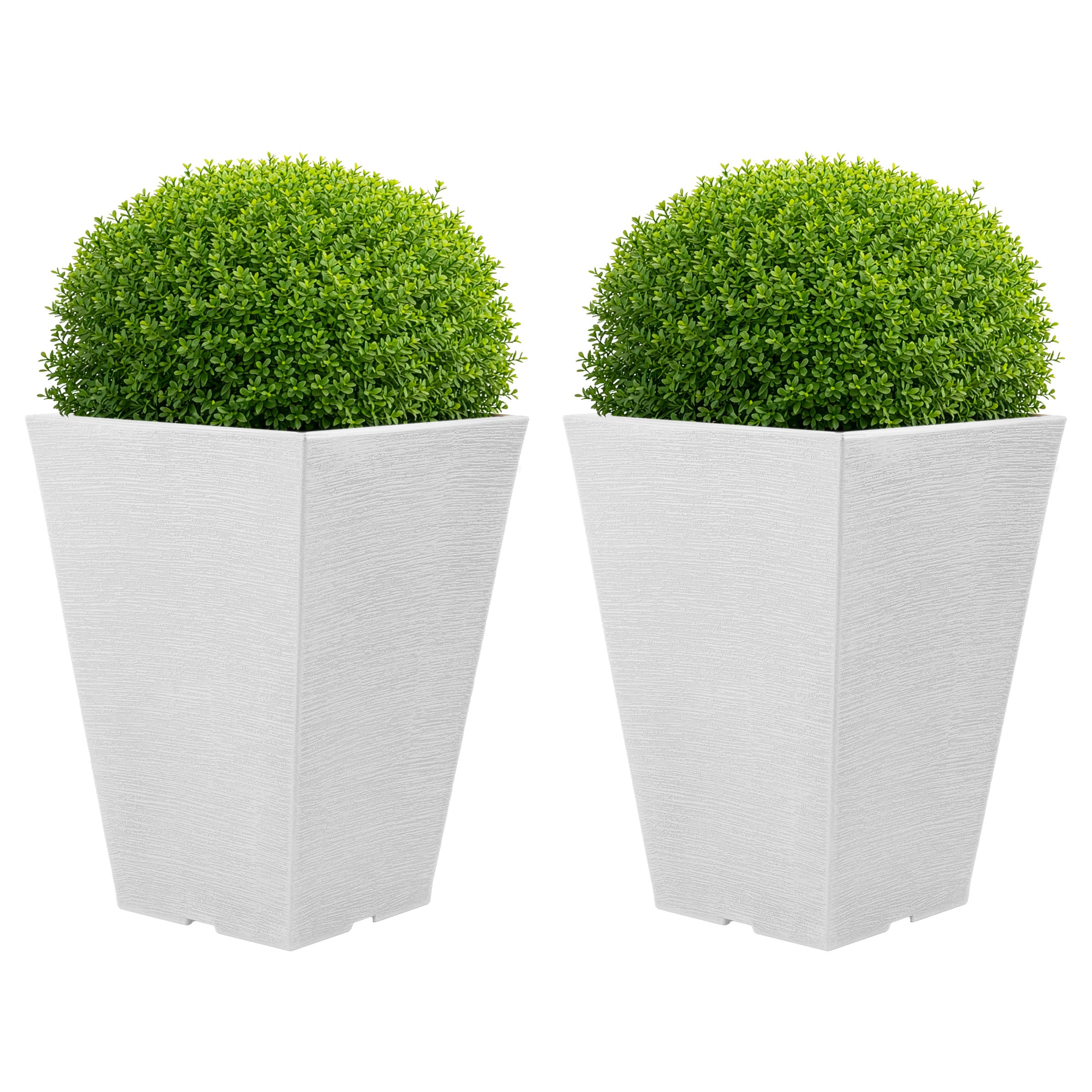 Pure Garden - 2-Pack Large Outdoor Planters 13.75-Inch Tall Planters Plastic Flower Pots for Patio, Entryway, or Front Porch Decor