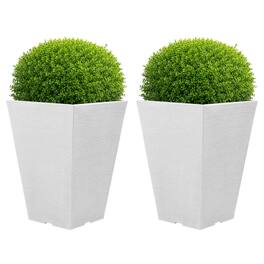 Pure Garden - 2-Pack Large Outdoor Planters 13.75-Inch Tall Planters Plastic Flower Pots for Patio, Entryway, or Front Porch Decor