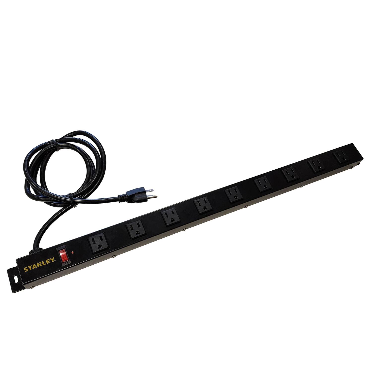 Angle. Stanley - 9-AC Outlet 400-Joules SurgeMAX Pro Surge Protector Power Bar, 6-Ft. Cord, Straight Plug, 31610 - Black.
