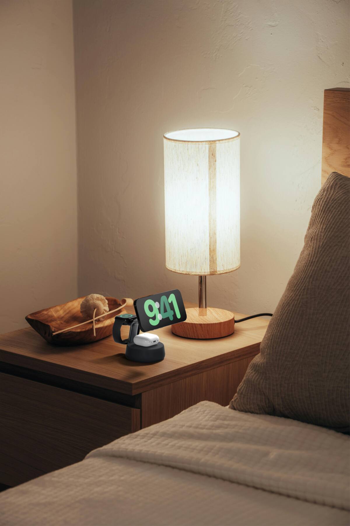 Alt View 8. Belkin - UltraCharge Pro 3-in-1 Qi2 25W Magnetic Wireless Charging Dock for iPhone, Apple Watch and AirPods - Charcoal.