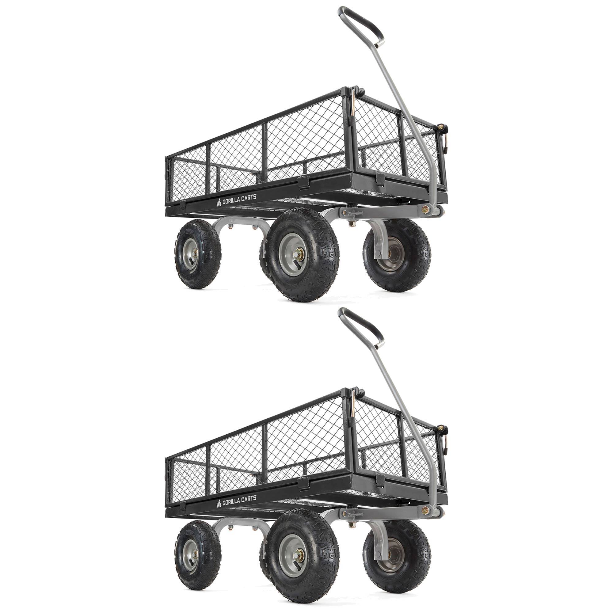 Gorilla Carts - Steel Utility Cart Beach Wagon, 800 Pound Capacity, (2 Pack) - Gray