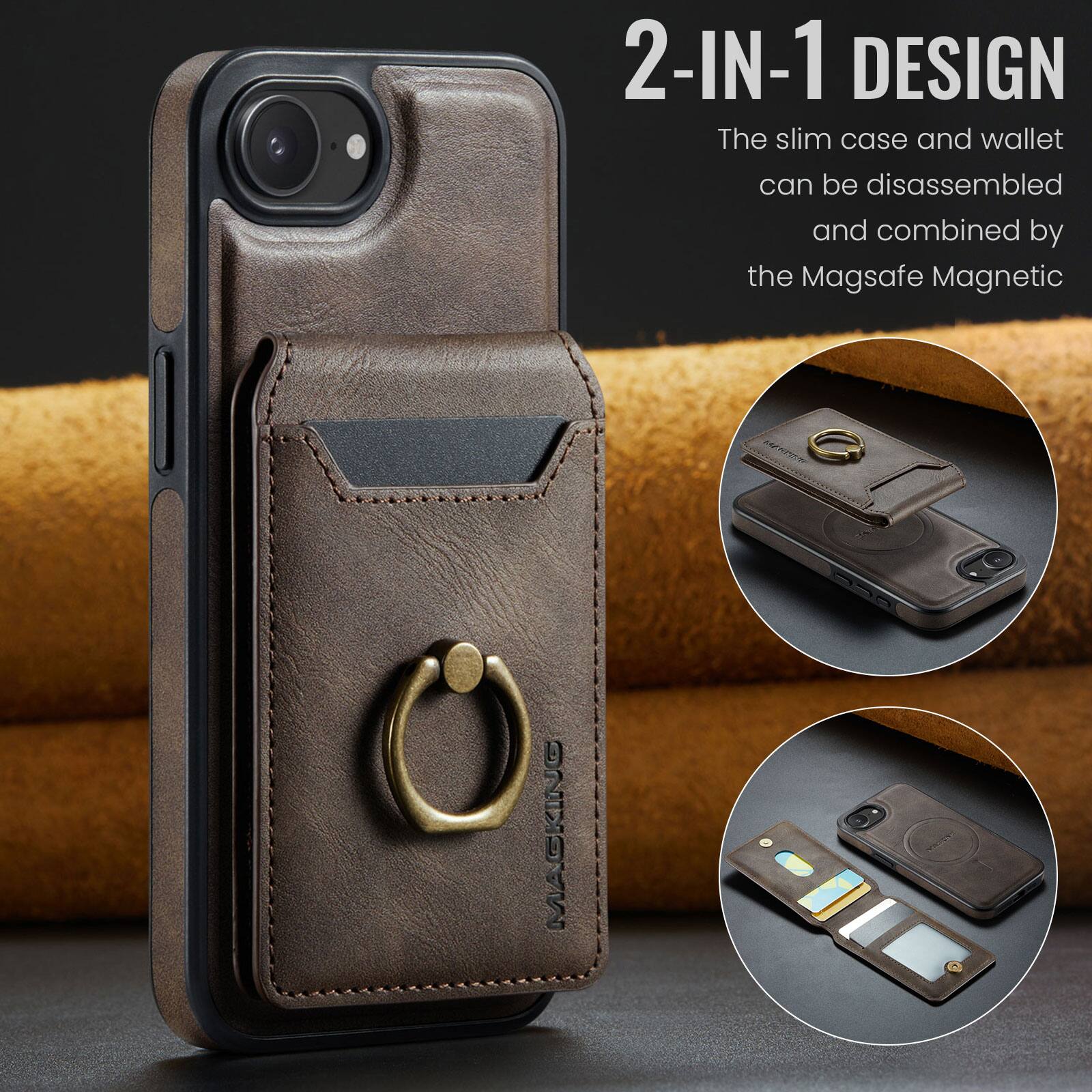 2-IN-1 DESIGN  
The slim case and wallet can be disassembled and combined by the Magsafe Magnetic