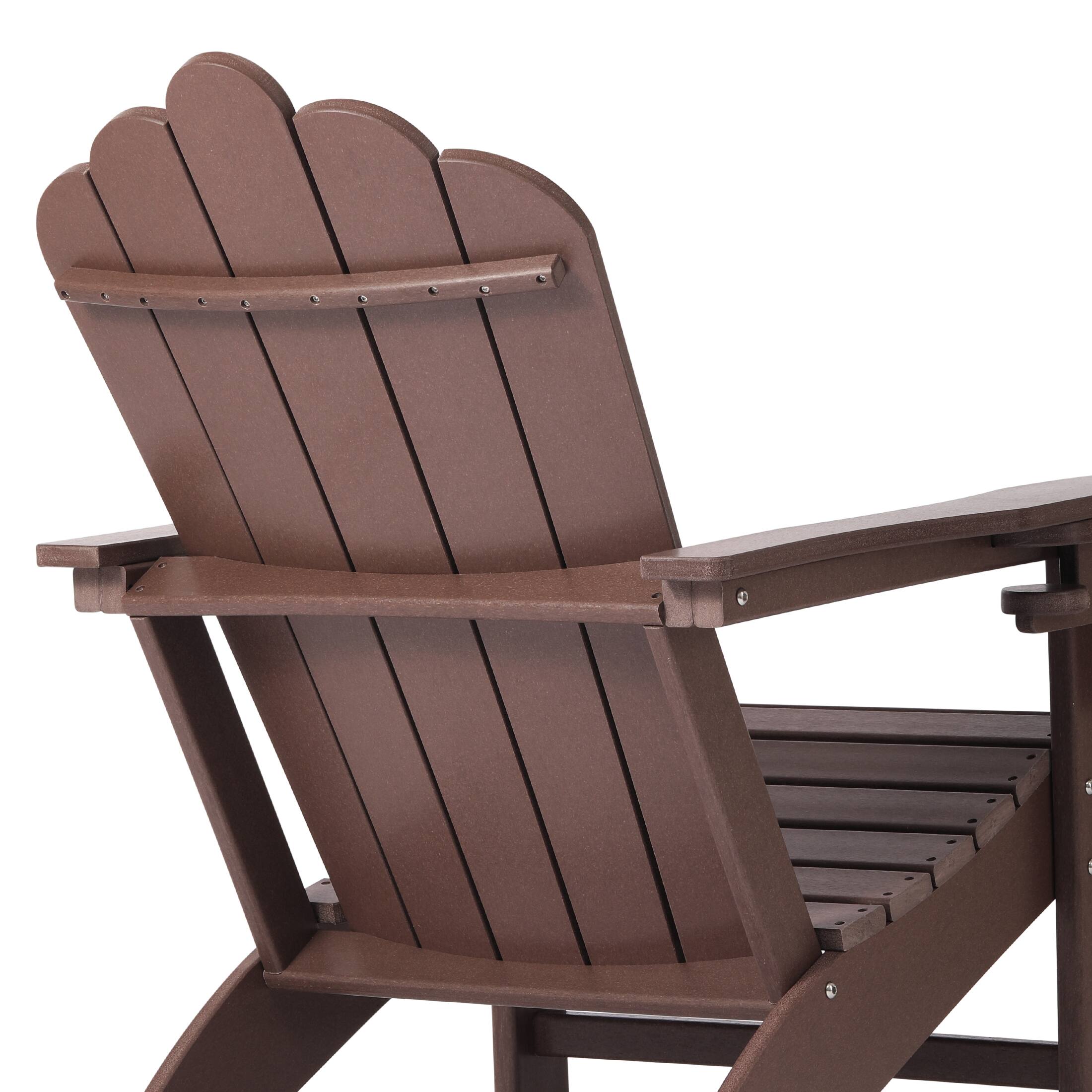 Alt View 3. WestinTrends - WestinTrends Highland Outdoor Patio HDPE Adirondack Chairs With Cup Holders (Set of 2) - Dark Brown.