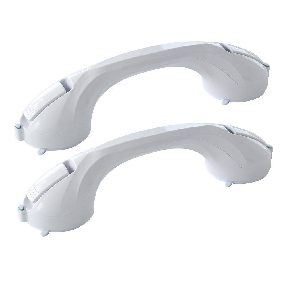 Left. AmeriHome - 16 in. Repositionable Suction Grab Bar - 2 Piece Set - Black.