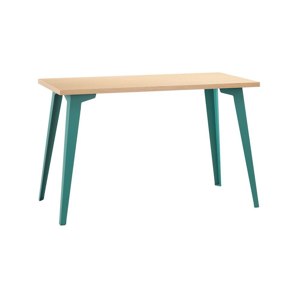 Orison - Office 24x48 Mid Century Modern Desk, Teal / Platinum Oak - Green