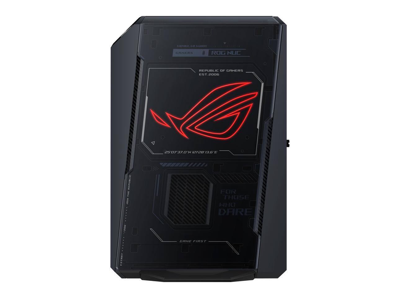 B-REPUBLIC 0-00 S-GAMERS GRRENS # ROG NUC REPUBLIC UF CHMERS EST 2006 250737.0M 21 REPUBLIC THE HIDE FOR THOSE WHO DARE 3024 GRME FIRST STRAT

Corrected text based on the image:

ROG NUC  
REPUBLIC OF GAMERS  
EST. 2006  
250737.0M 21  
FOR THOSE WHO DARE  
GAME FIRST