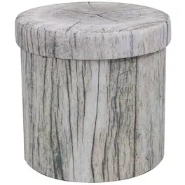 Sorbus - Tree Stump Stool, Storage Ottoman 15 Inch Fake Tree Stumps Log Stool Storage, Artificial Tree Trunk, Foot Rest - Gray