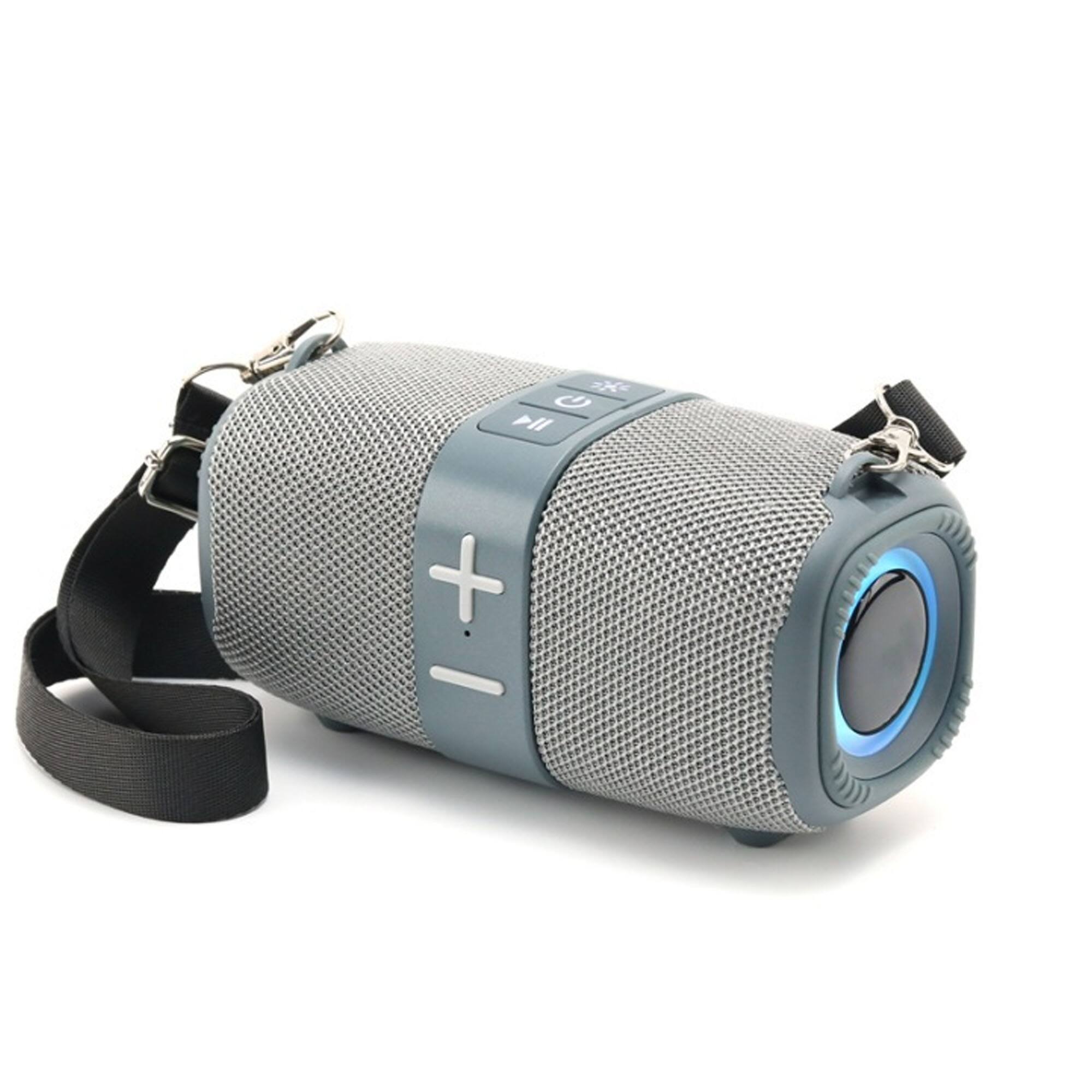YONWAY - Portable Bluetooth Speaker with Lights, Compatible with TF Card/USB Drive/FM, Built in Microphone for Home, Beach - Gray