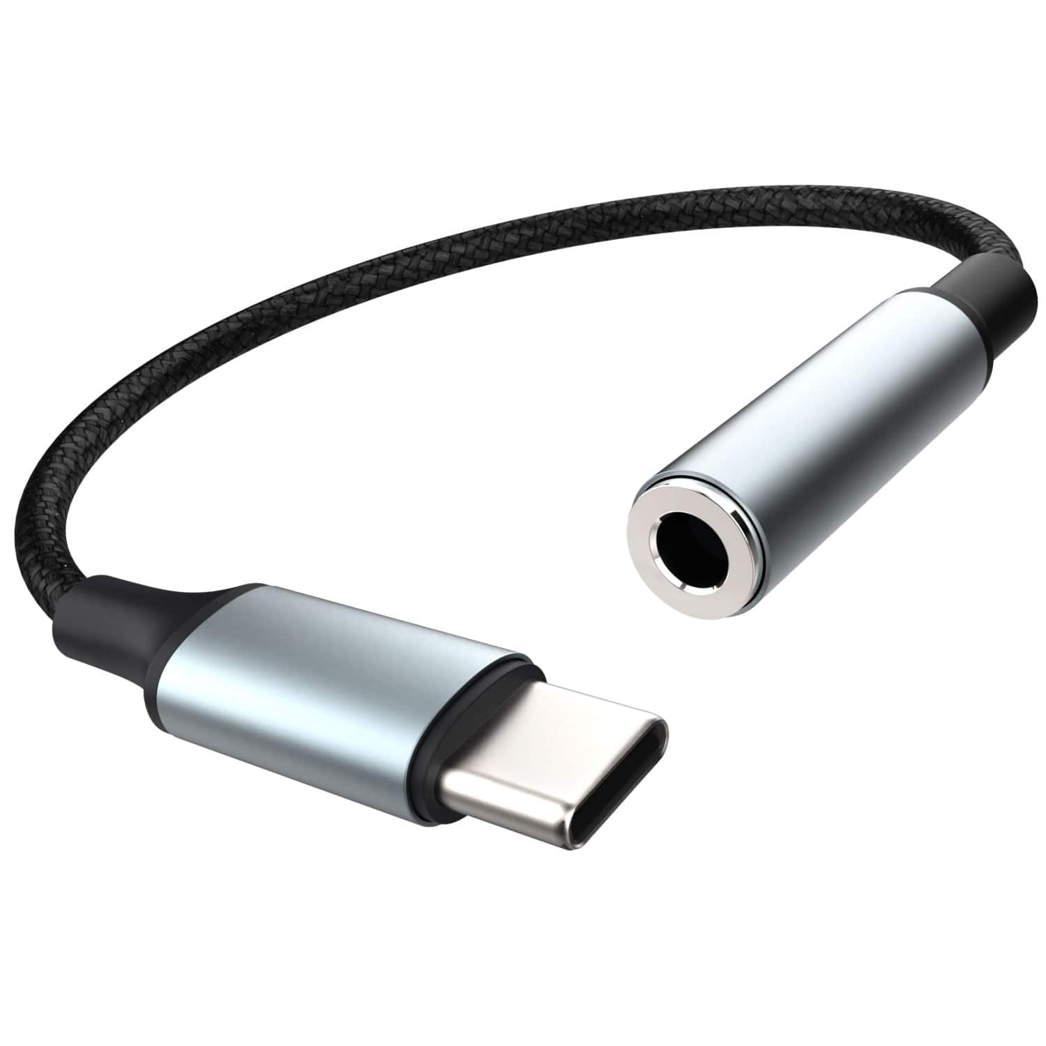 FosPower - USB C to Aux Adapter, 6" 3.5mm to USB C Cable, USB-C to 3.5mm Audio Adapter, Type C to Headphone Jack Dongle for iPhone - Silver