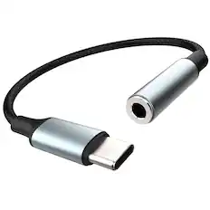 Front. FosPower - USB C to Aux Adapter, 6" 3.5mm to USB C Cable, USB-C to 3.5mm Audio Adapter, Type C to Headphone Jack Dongle for iPhone - Silver.