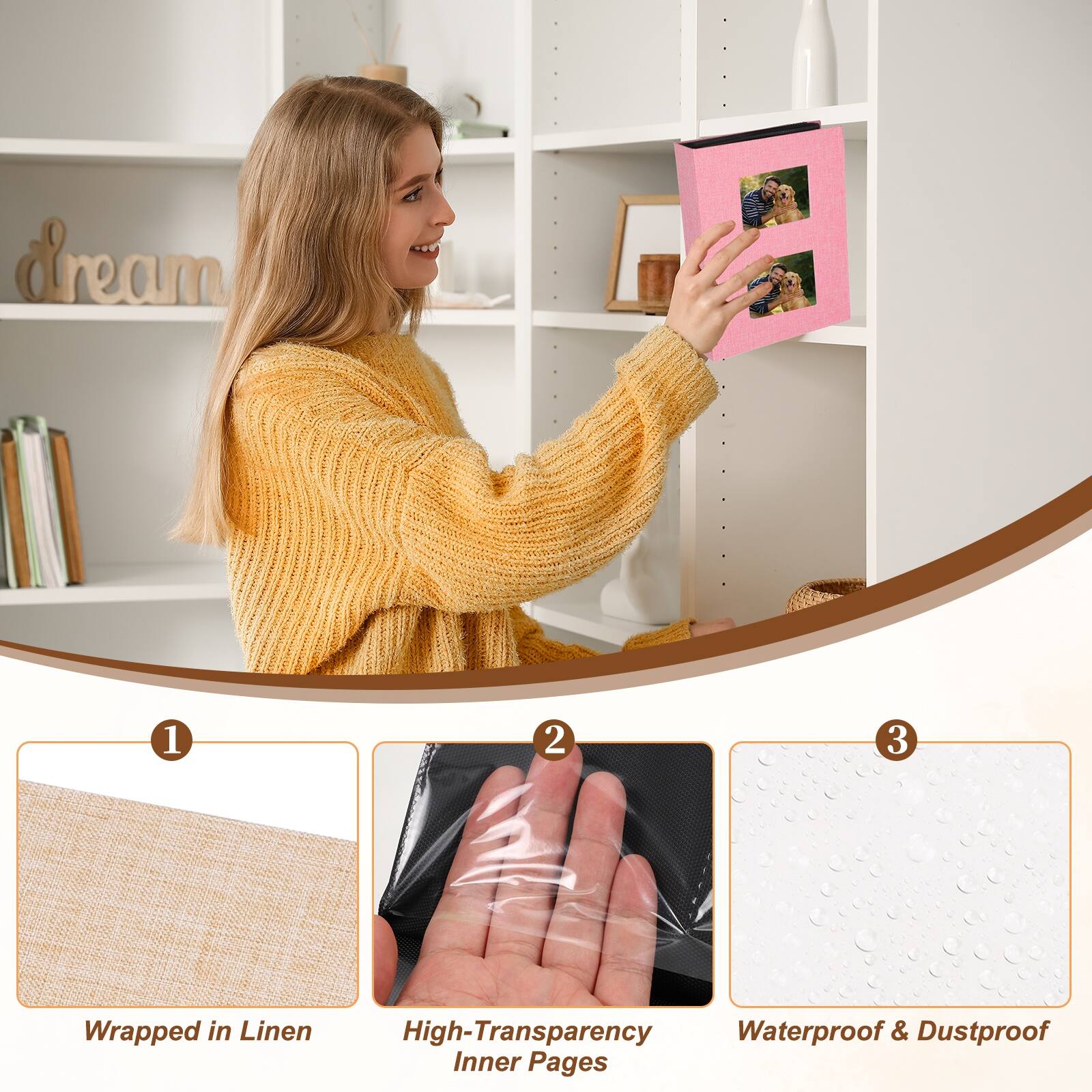1. Wrapped in Linen
2. High-Transparency Inner Pages
3. Waterproof & Dustproof
