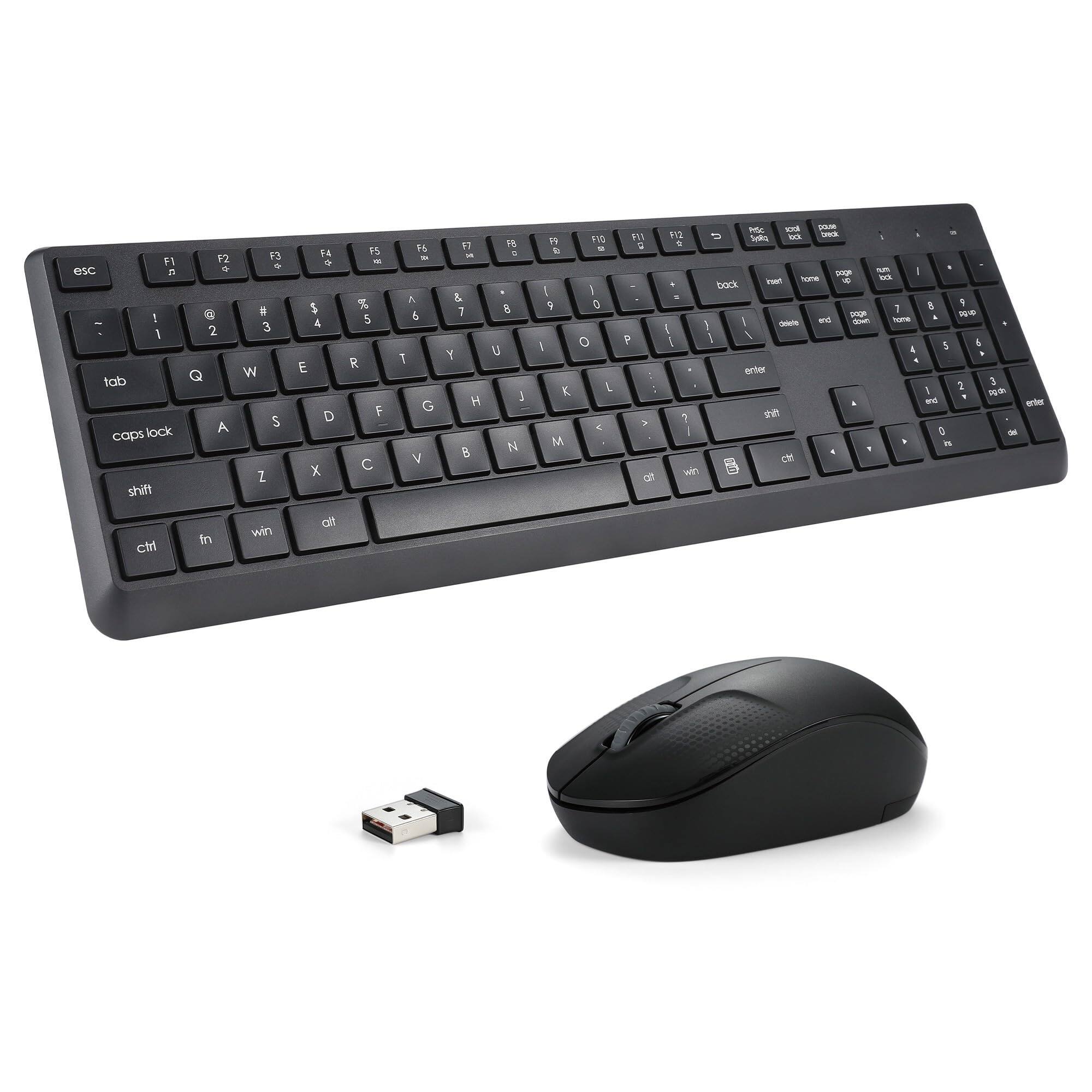 Empire DigiLabs - Wireless And Mouse Combo For Windows Full sized External Cordless Computer Laptop Pc Desktop Chrome Number - Black