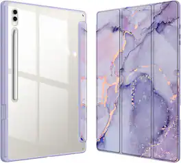 Fintie - Slim Case for Samsung Galaxy Tab S10 Ultra / S9 Ultra / S8 Ultra 14.6", Clear Transparent Back Shell Shockproof Cover - Lilac Marble