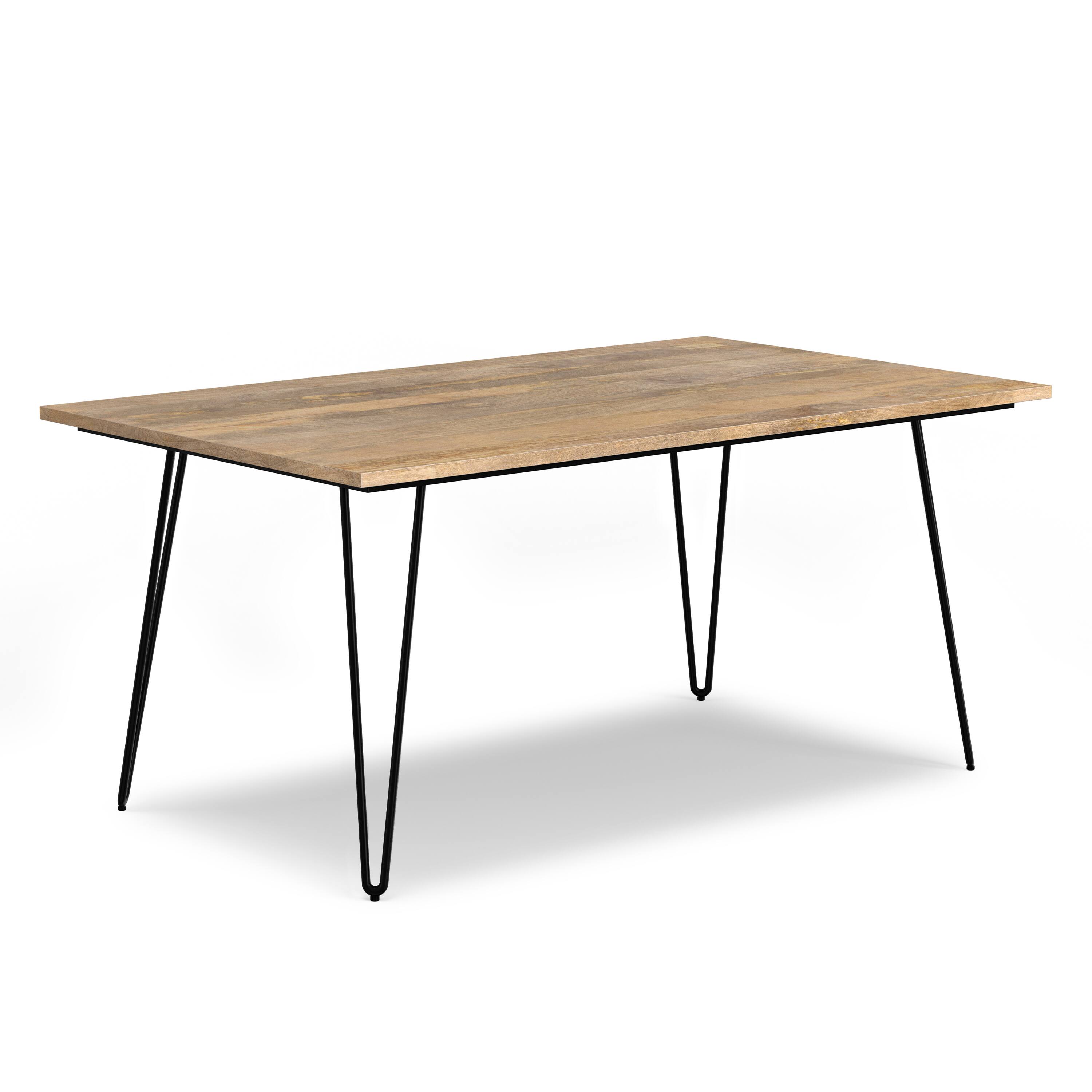 Angle. Simpli Home - Hunter SOLID MANGO WOOD and Metal 66 inch x 40 inch Rectangle Industrial Dining Table in Natural - Natural.