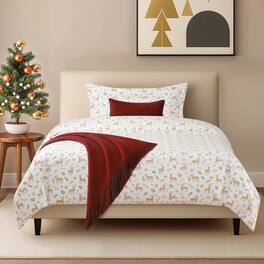 CGK Linens - Luxury Soft Premium Christmas Duvet Cover Set - Zipper Closure & Matching Pillow Shams - Twin - Reindeers