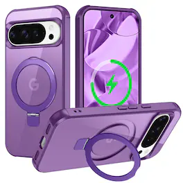 Dteck - For Google Pixel 10A Slim Translucent Matte Case with Magnetic Invisible Stand ,Compatible with Mag Safe - Purple