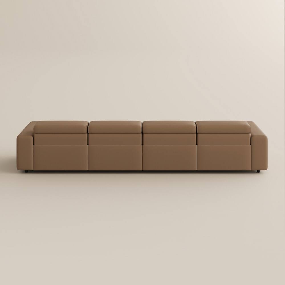 Alt View 10. POVISON - 138.82" Power Modular Couch Electric Recliner Sofa, 2 Extendable Recliners, USB Charging Port, Khaki - Khaki Sustainable Leather.