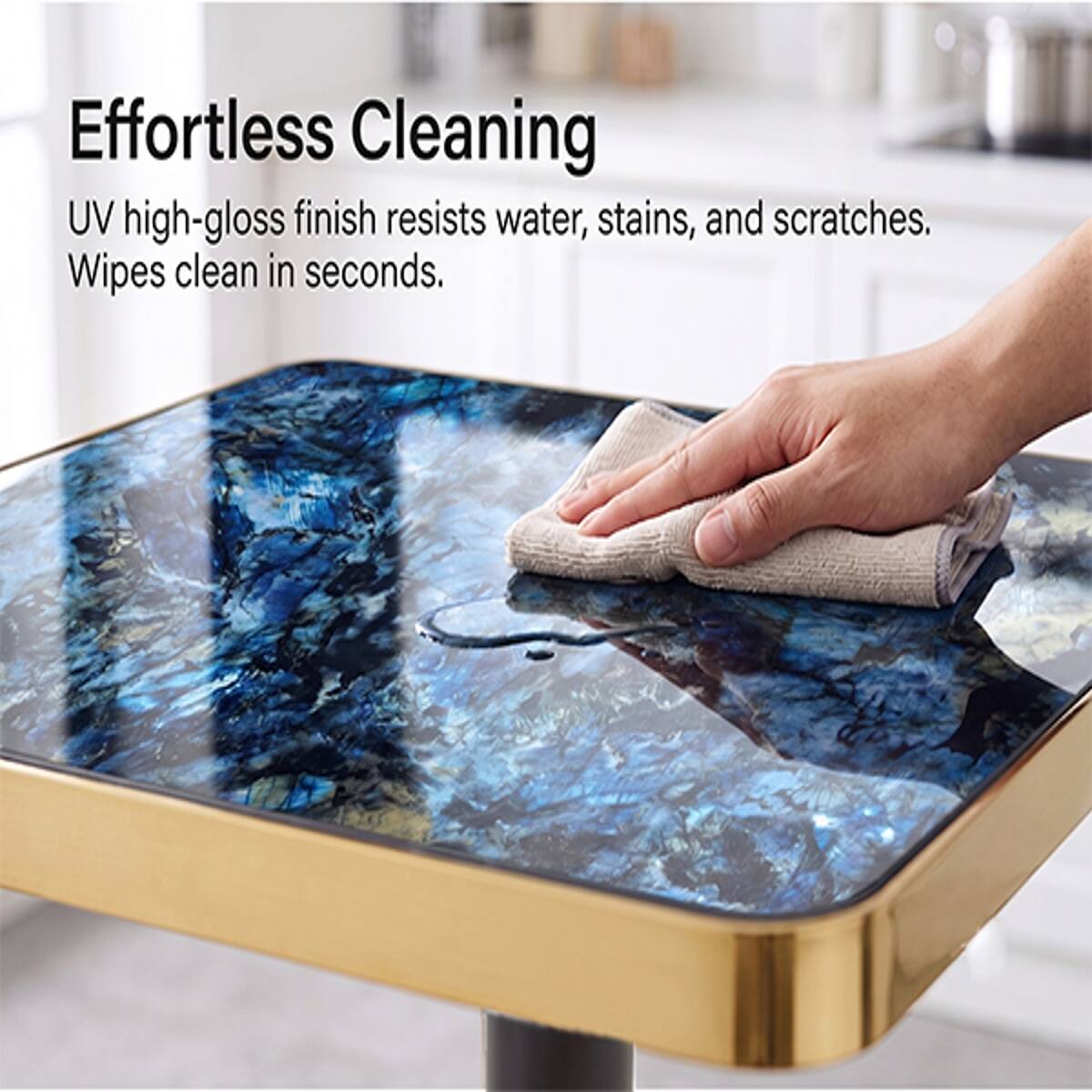 Effortless Cleaning

UV high-gloss finish resists water, stains, and scratches. Wipes clean in seconds.