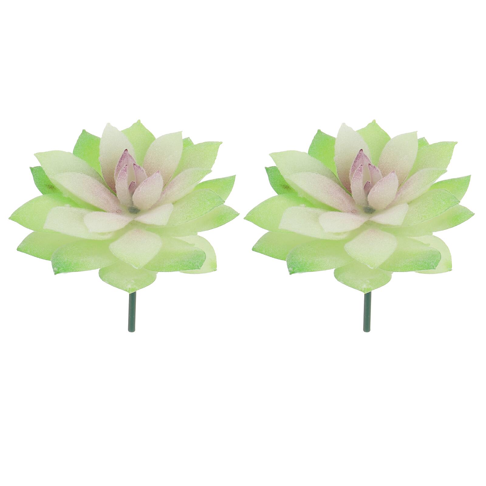 Front. Unique Bargains - Artificial Succulent Plants 2pcs Small Realistic Fake Succulents Colorful Faux Flocking Flowers for Home Decoration - Light Green.