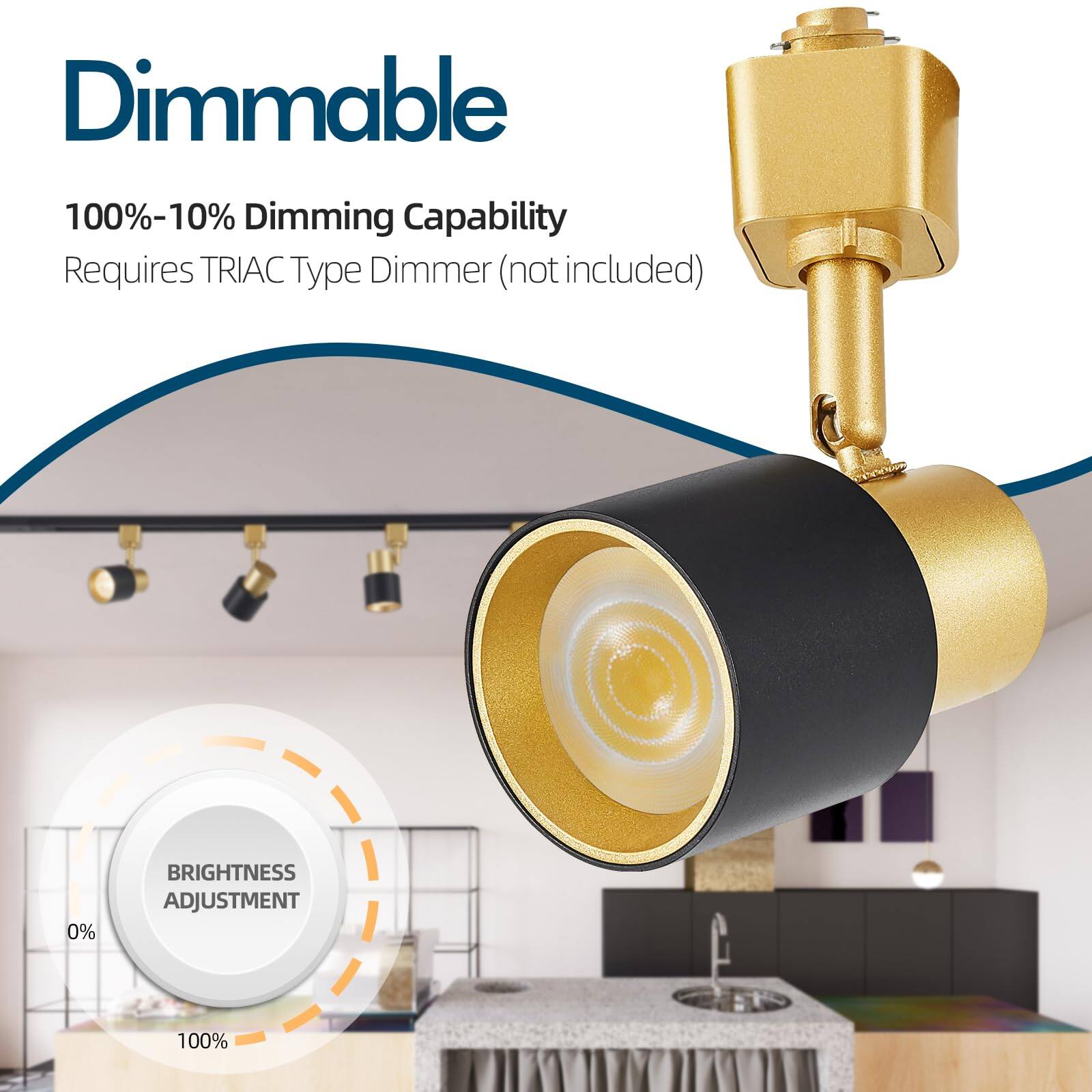 Dimmable  
100%-10% Dimming Capability  
Requires TRIAC Type Dimmer (not included)  

Brightness Adjustment  
0% - 100%