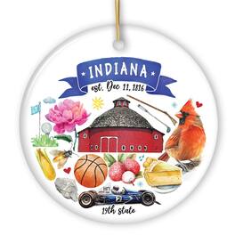 OrnamentallyYou - Artistic Indiana State Themes and Landmarks Christmas Ornament - Multi-colored
