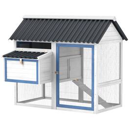 Pawhut - Wooden Chicken Coop with Run Box, Nesting Box, Removable Tray, Ramp