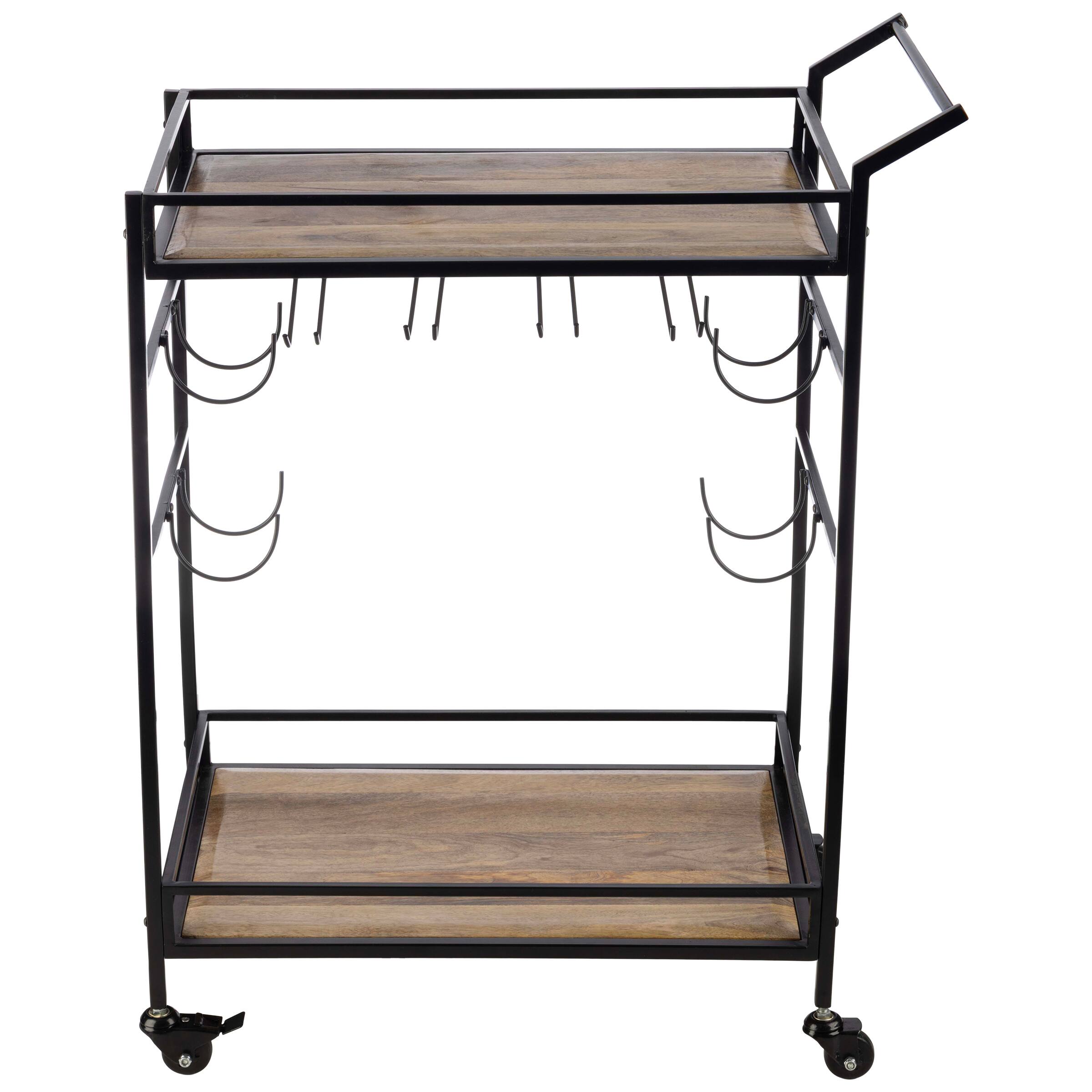 Front. Lavish Home - Lavish Home Indoor Outdoor Bar Cart with Locking Wheels and Wine Rack - Natural, Black.