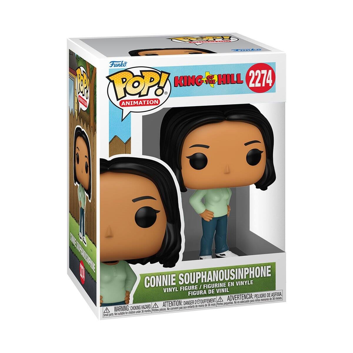 Funko POP! Animation  
King of the Hill  
2274  

Connie Souphanousinphone  
Vinyl Figure / Figurine en Vinyle / Figura de Vinil  

Warning: Choking Hazard - Small parts. Not for children under 3 years.  
Attention: Danger d'étouffement - Petits pièces. Ne convient pas aux enfants de moins de 3 ans.  
Advertencia: Peligro de asfixia - Piezas pequeñas. No es adecuado para niños menores de 3 años.