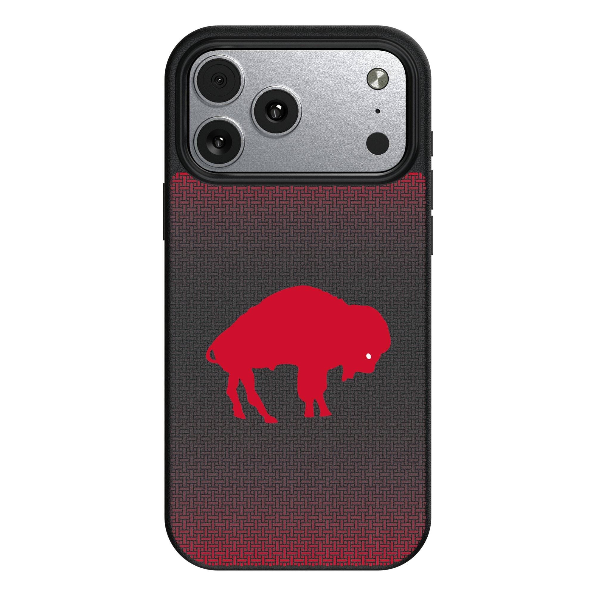 Front. Keyscaper - Buffalo Bills Linen Logo iPhone Magnetic Bump Case - 16 Pro Max - Black.
