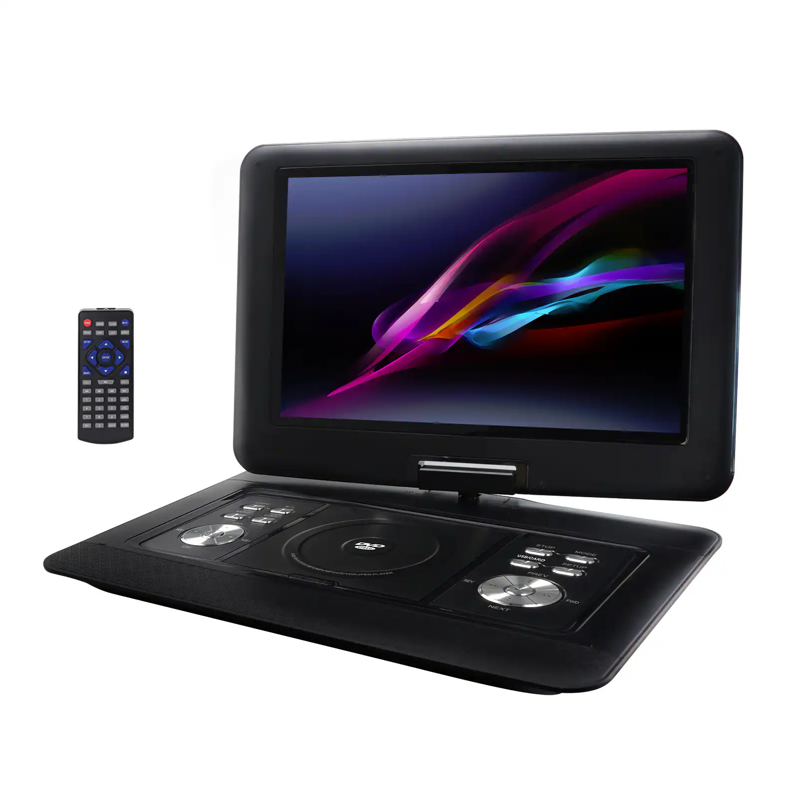 Trexonic - 14.1 Inch Portable DVD Player with Swivel TFT-LCD Screen and USB,SD,AV Inputs - Black