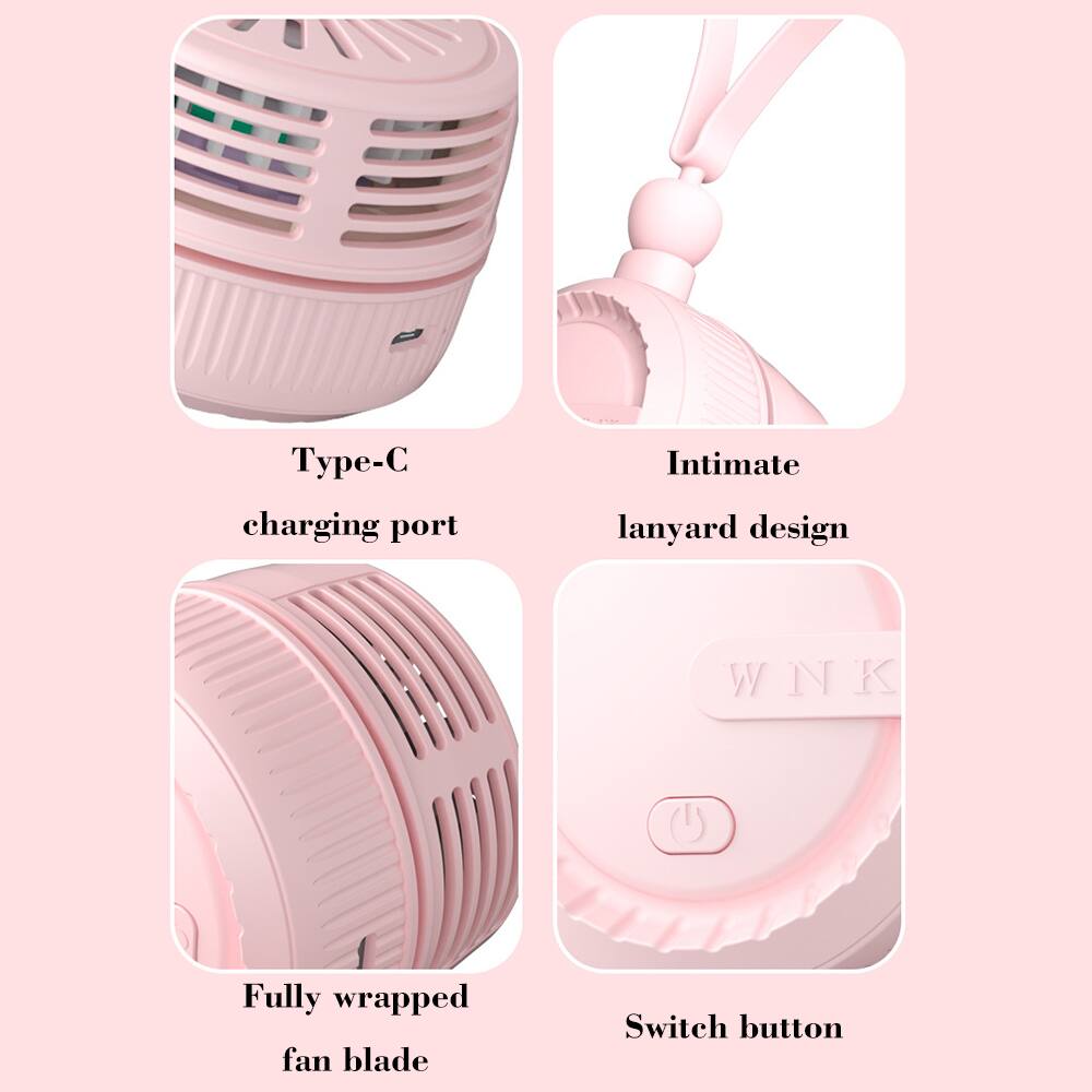 - Type-C charging port
- Intimate lanyard design
- Fully wrapped fan blade
- Switch button
