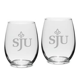 Jardine - Saint Joseph's Hawks 15oz. 2-Piece Stemless Wine Glass Set - Multicolor