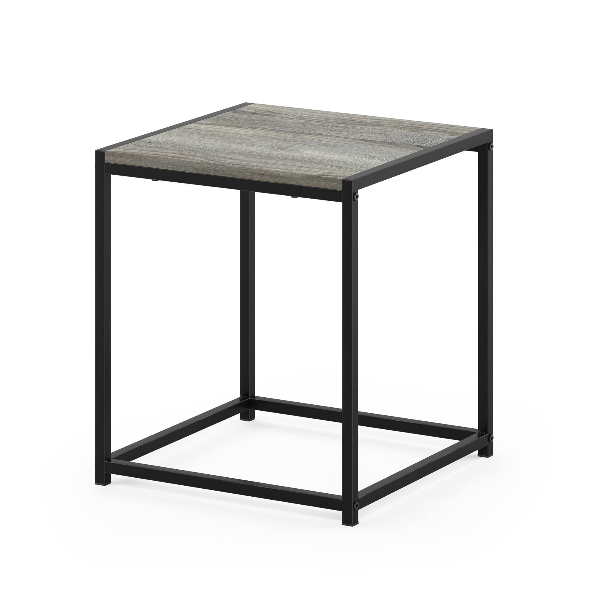 Alt View 4. Furinno - CAMNUS Night Stand, Metal Frame Nightstand, Toolless Side Table, End Table, Bedside Table - French Oak Grey.