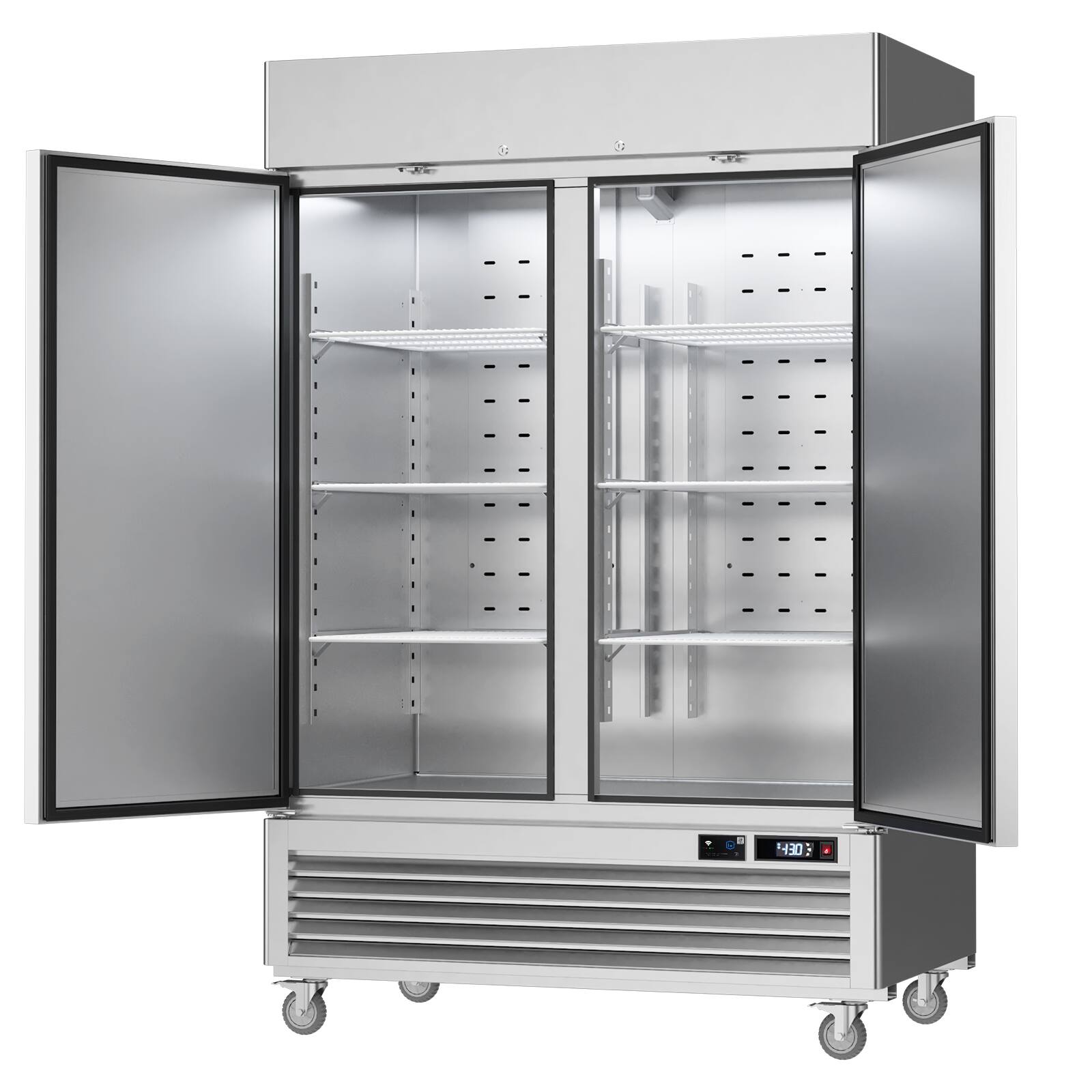 Alt View 8. Veecool - VEECOOL 54.4" 49 cu.ft. WiFi Enabled App Control 2 Solid Door Commercial Upright Reach-In Freezer in Stainless Steel - Stainless Steel.