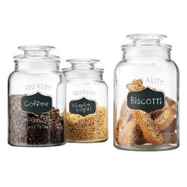 EuroHome - Glass Canister with Chalkboard Label 3-Piece Set - Clear