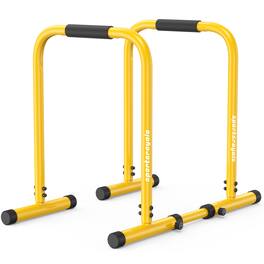 Sportsroyals - Adjustable Dip Bar Station, Heavy Duty Parallette & Parallel Bars, 400LBS Stable Dip Stands for Home Gym - yellow-single-sided connection base