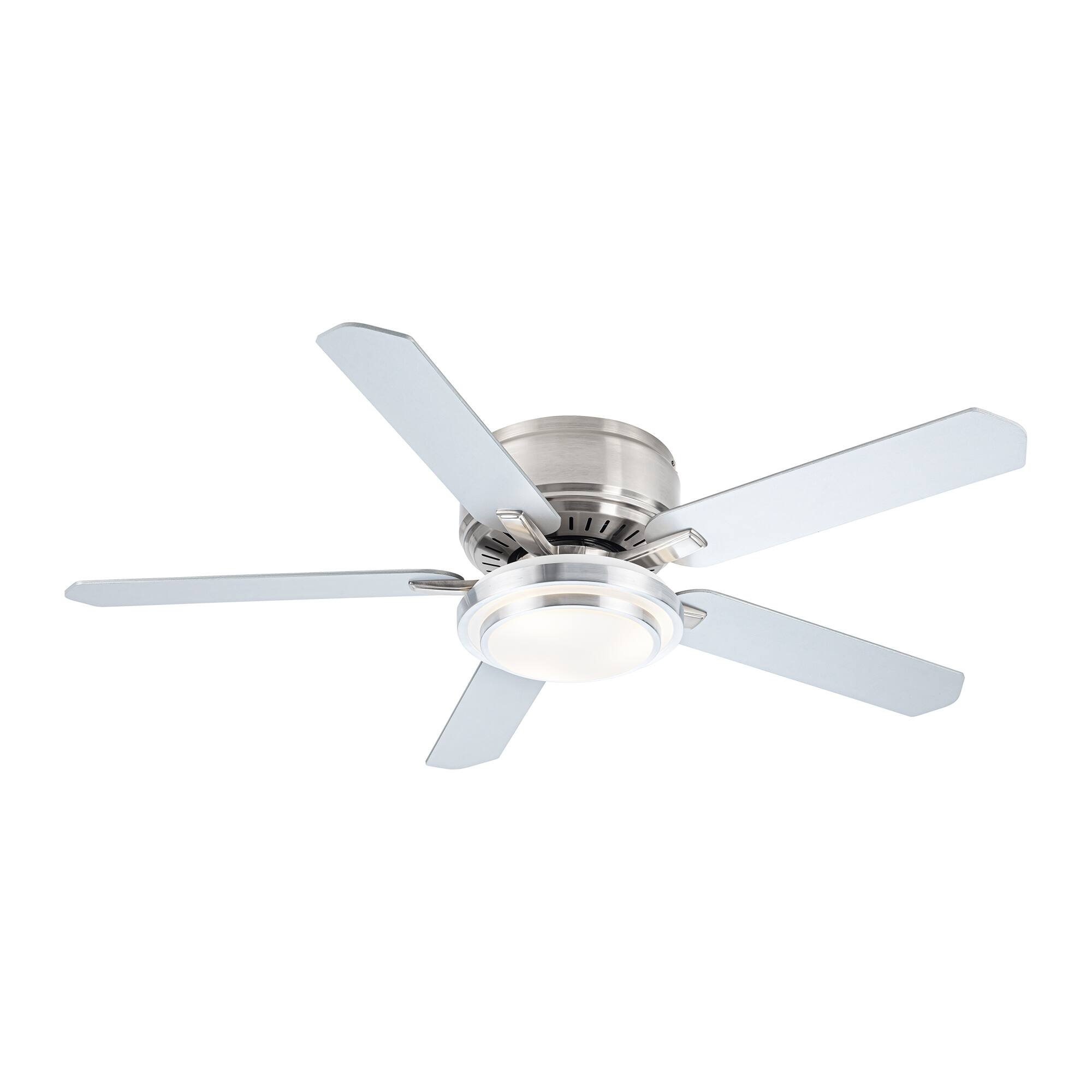 Alt View 7. Vaczon - 52" Modern Brushed Nickel Flush Mount LED Ceiling Fan with Remote and APP Control - Nickel.