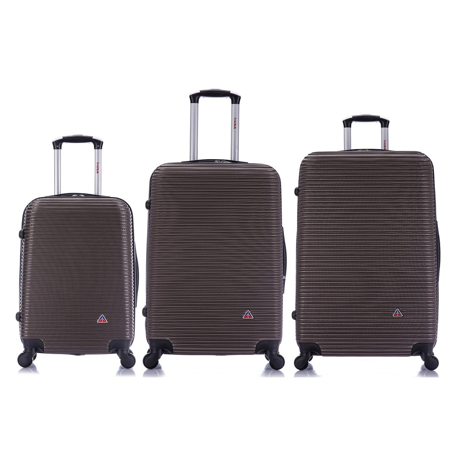 Angle. InUSA - Royal lightweight hardside Spinner 3 Piece Luggage Set 20"/24"/28" - BROWN.