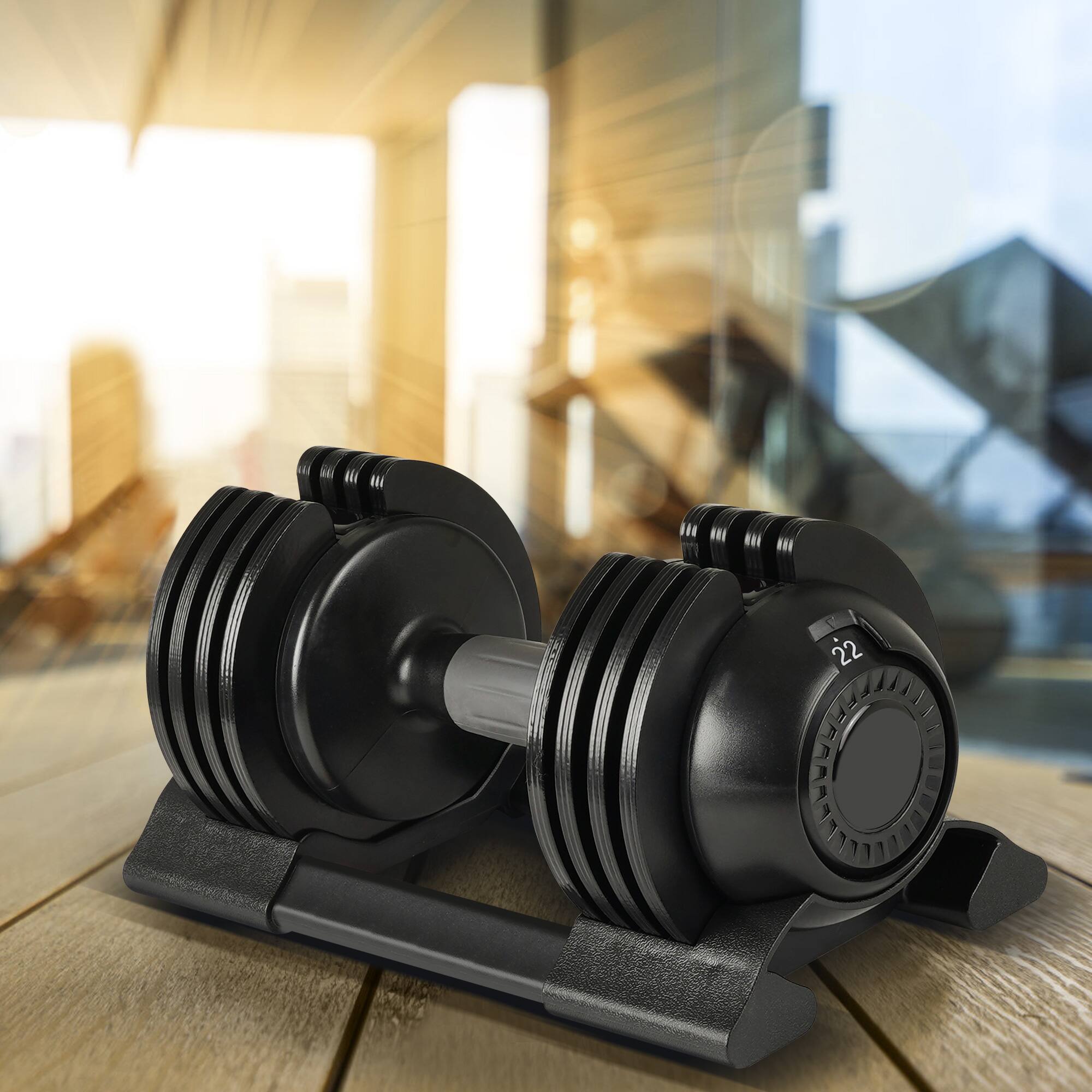 Front. Aukfa - Adjustable Dumbbell Set - 3-42LBS Free Weights with Connector, 5-in-1 for Barbell/Kettlebell/Push-up Stand, Home Gym - Black.