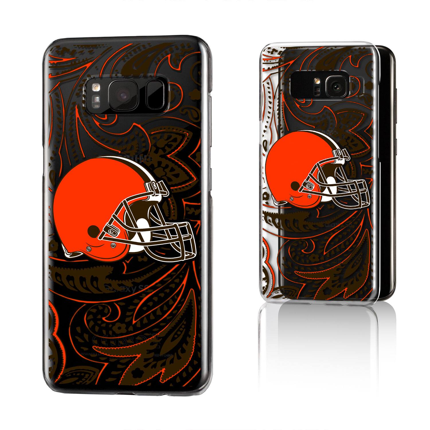 Alt View 3. Keyscaper - Cleveland Browns Galaxy Clear Paisley Design Case - S23 Ultra - Multicolor.