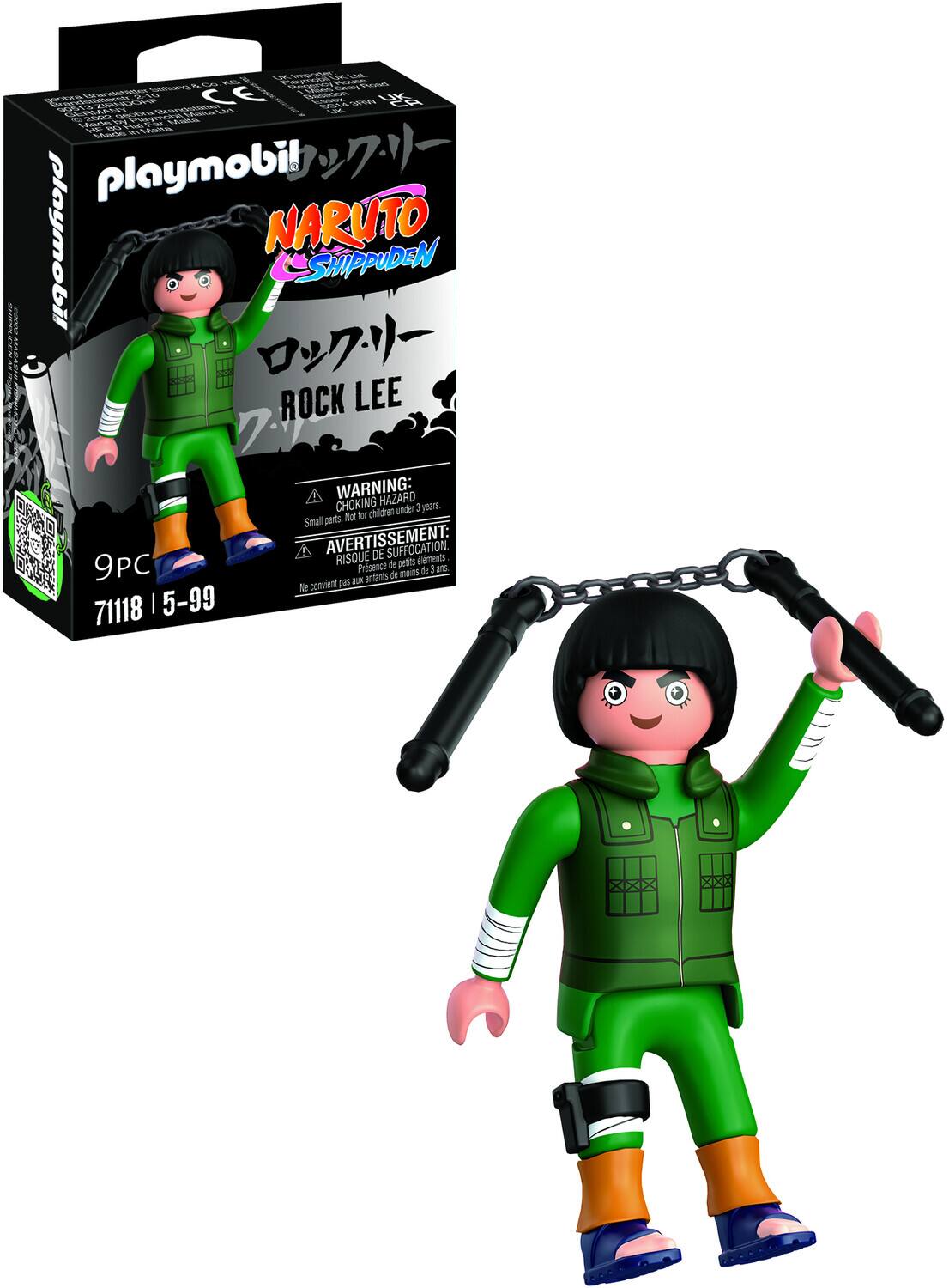 The text on the image is:
"playmobil NARUTO SHIPPUDEN ARU ROCK LEE 9PC 71118 | 5-99 WARNING: HAZARD CHOKING under 3 years Not for children Small parts AVERTISSEMENT: DE SUFFOCATION. Présence d'éléments petits enfants de moins de 3 ans."
Corrected and grouped text:
"playmobil NARUTO SHIPPUDEN ARU ROCK LEE 9PC 71118 | 5-99 WARNING: HAZARD CHOKING under 3 years Not for children Small parts AVERTISSEMENT: DE SUFFOCATION. Présence d'éléments pour enfants de moins de 3 ans."