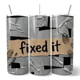 OrnamentallyYou - Duct Tape Fixed It 20oz Tumbler With Lid and Stainless Steel Straw, Funny Handyman Gift Cup - Multicolored
