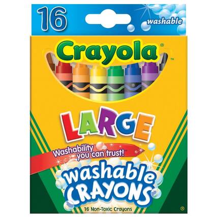 16 washable Crayola™ LARGE Washability you can trust! washable CRAYONS 16 Non-Toxic Crayons