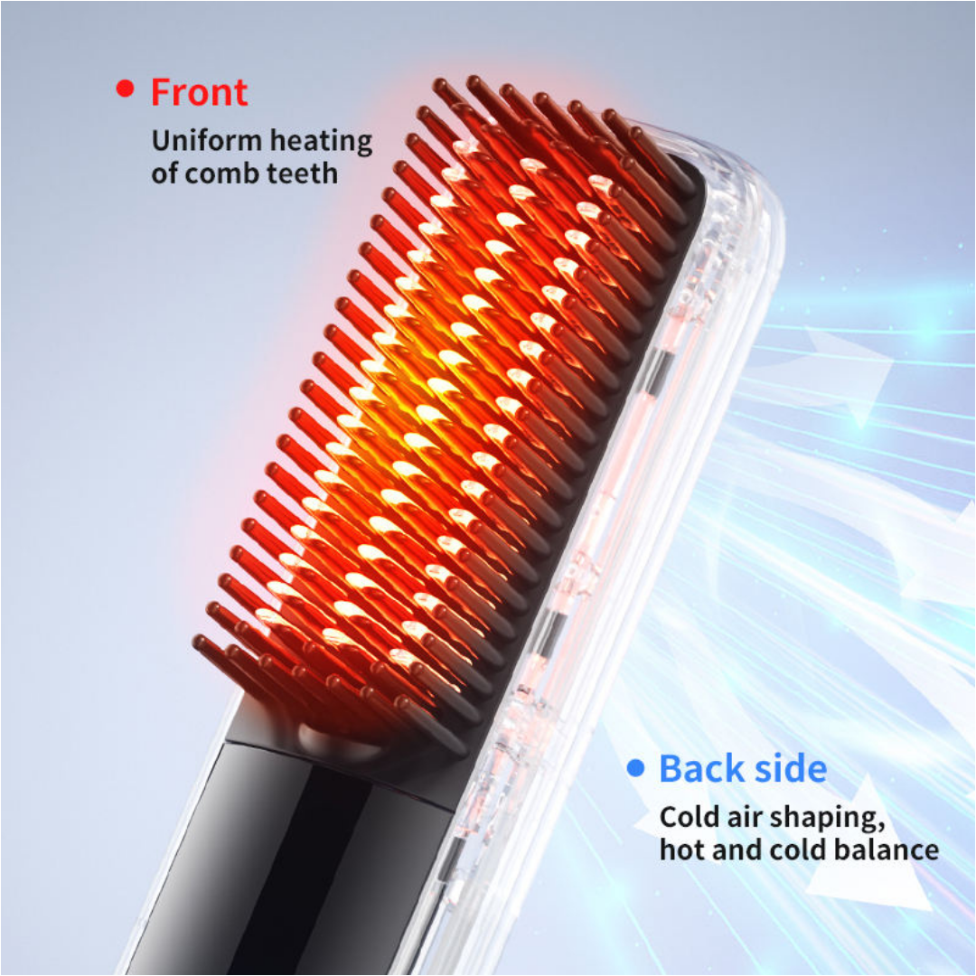Front  
Uniform heating of comb teeth  

Back side  
Cold air shaping, hot and cold balance