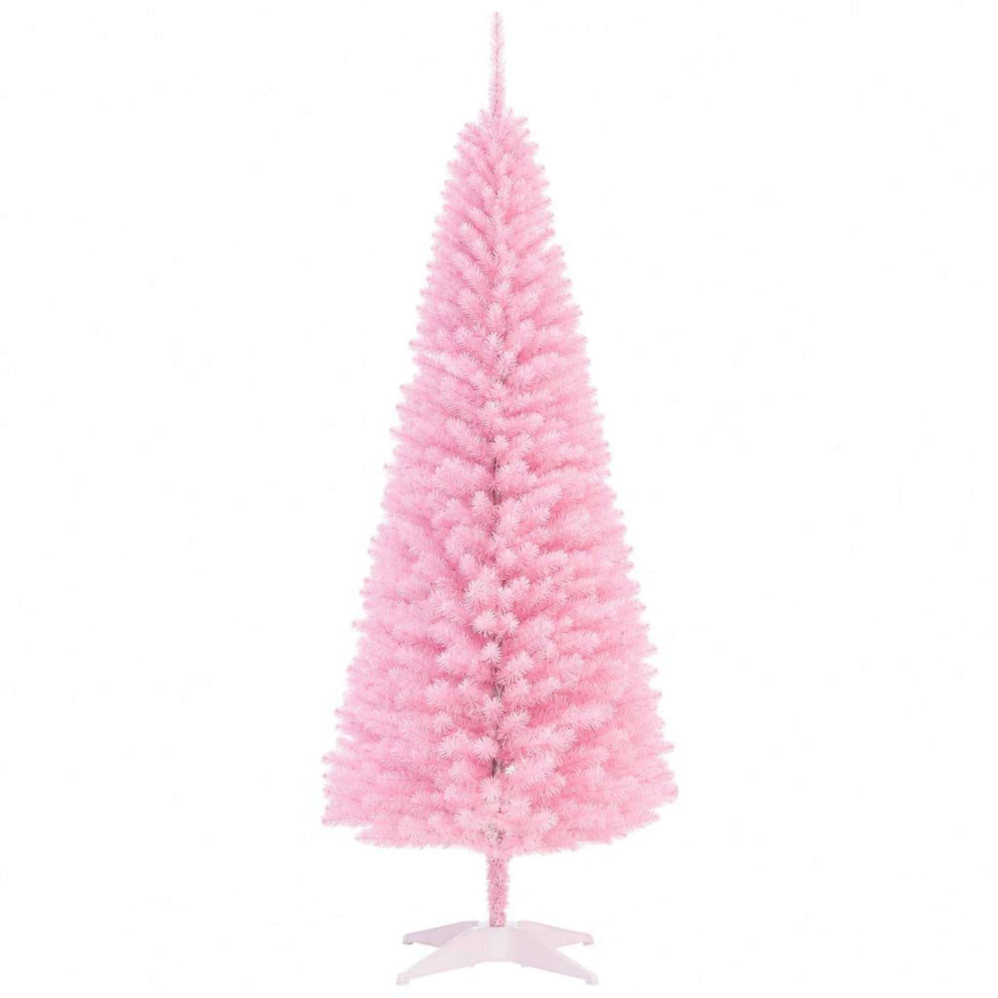 RYHNUYNE - Slim Artificial Pencil Christmas Tree With Easy Setup and Realistic Tips - Pink