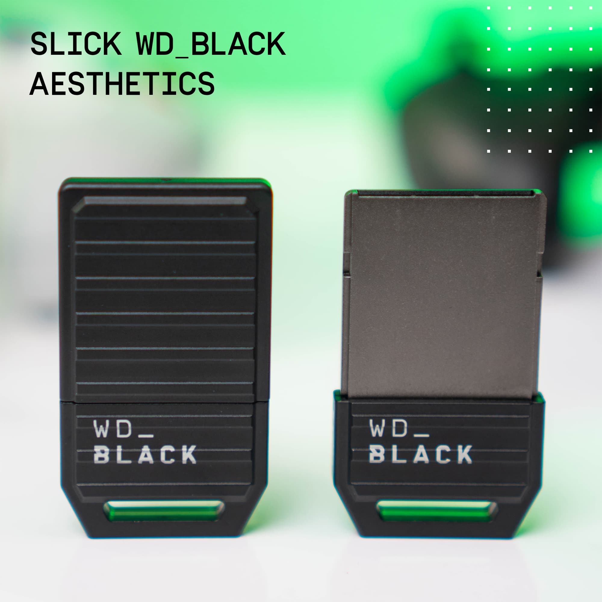 The text on the image reads "SLICK WD_BLACK AESTHETICS WD_BLACK WD BLACK." The correct grouping and correction of the text would be:
"SLICK WD_BLACK AESTHETICS WD BLACK."
