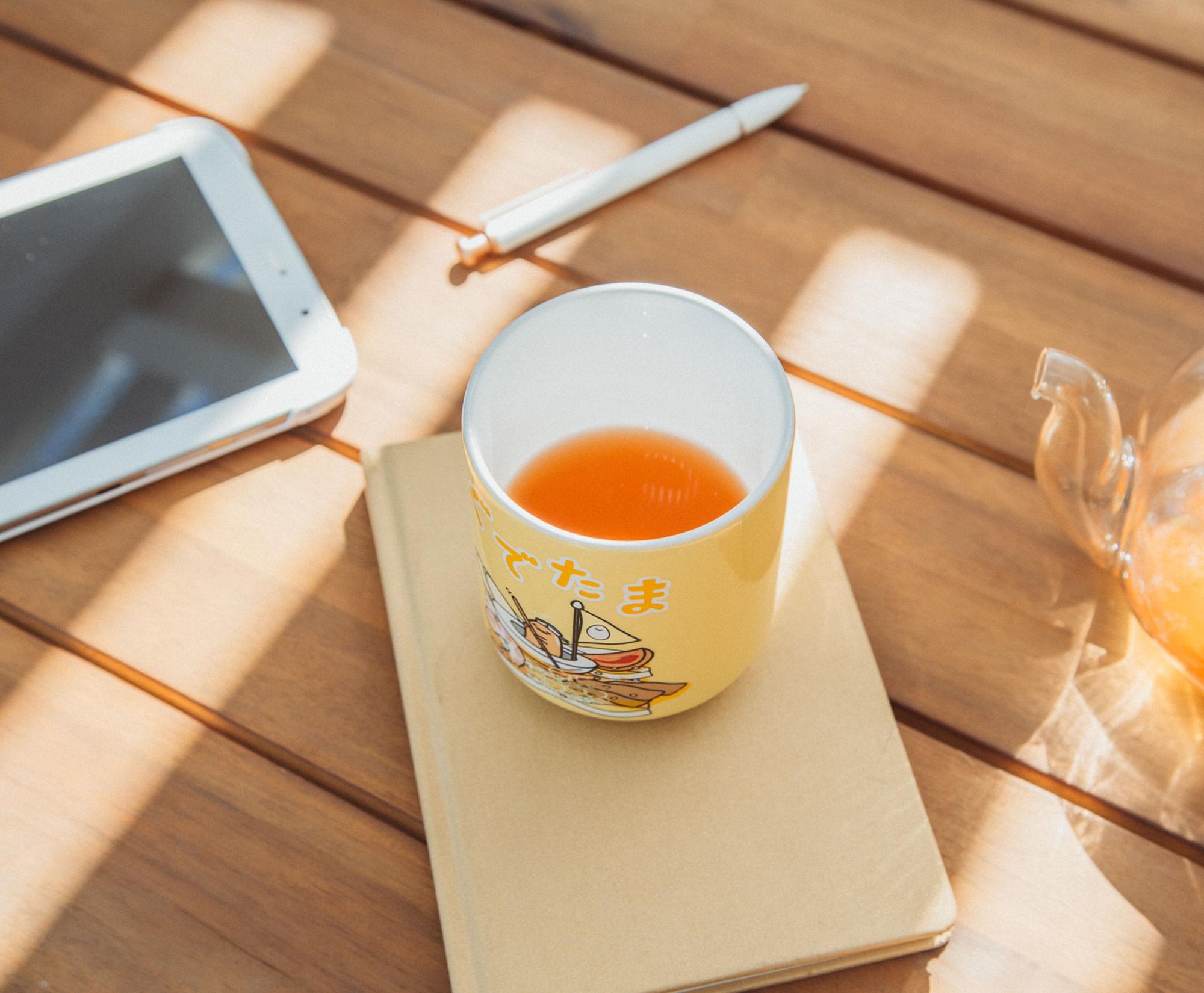 Alt View 3. Silver Buffalo - Sanrio Gudetama Sailing On Ramen Asian Ceramic Tea Cup | Holds 9 Ounces - Yellow.