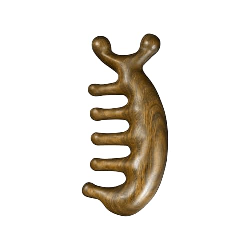 Front. Vulpecula Spade - Green Sandalwood Massage Comb - Multi-Functional Scalp Guasha Tool for Relaxation, Acupoint Treatment, Hair Growth -.