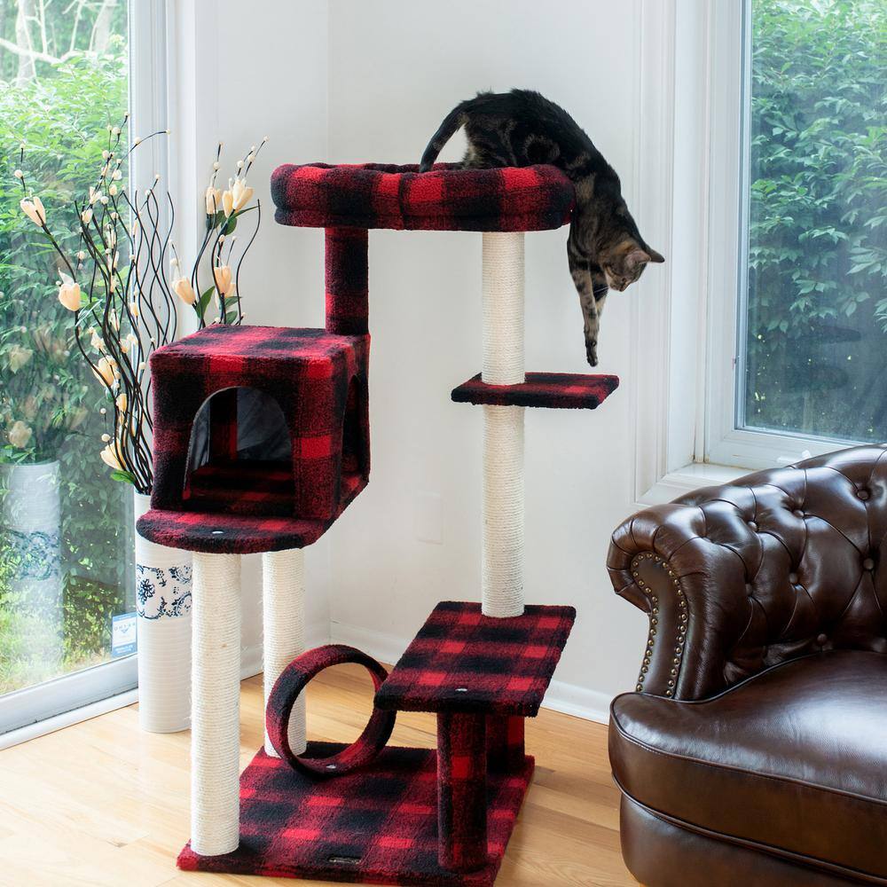 Alt View 3. Armarkat - 50Inch Classic Real Wood Cat Tree With Veranda Bench Mini Perch - Black.