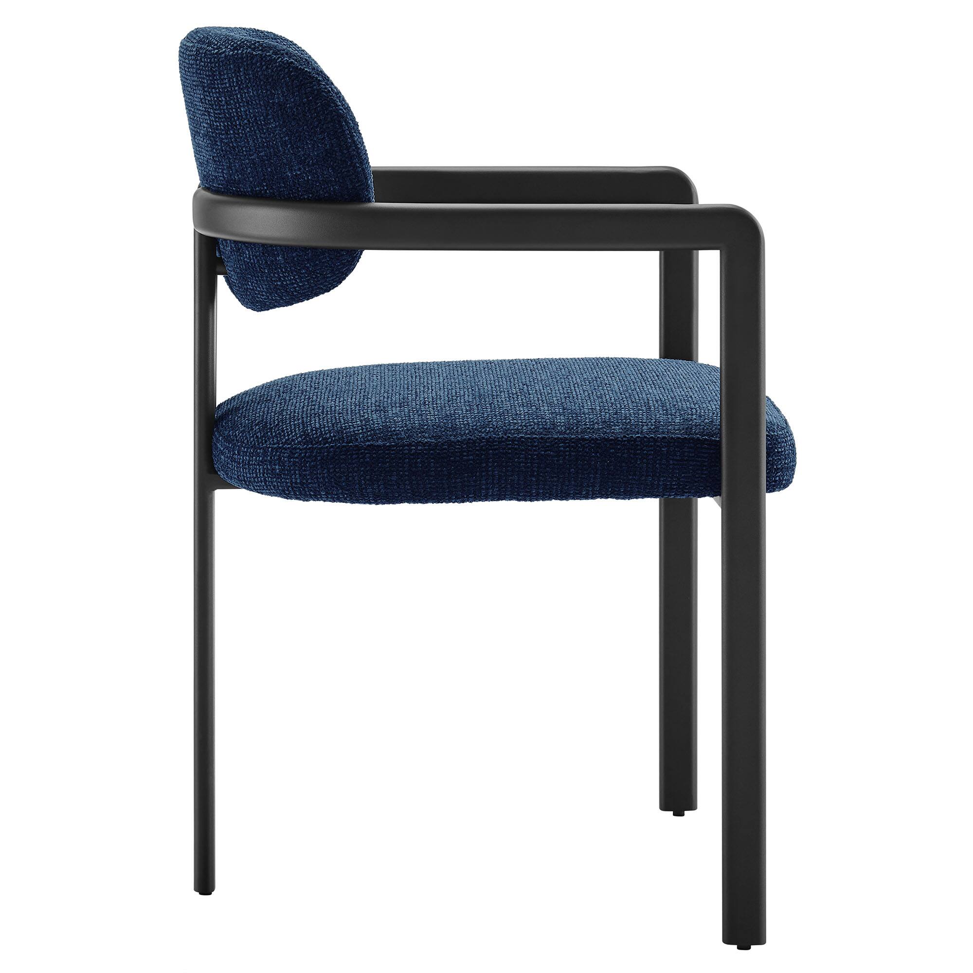 Alt View 1. Modway - Elio Barrel Fabric and Metal Dining Chair by Modway - Blue.